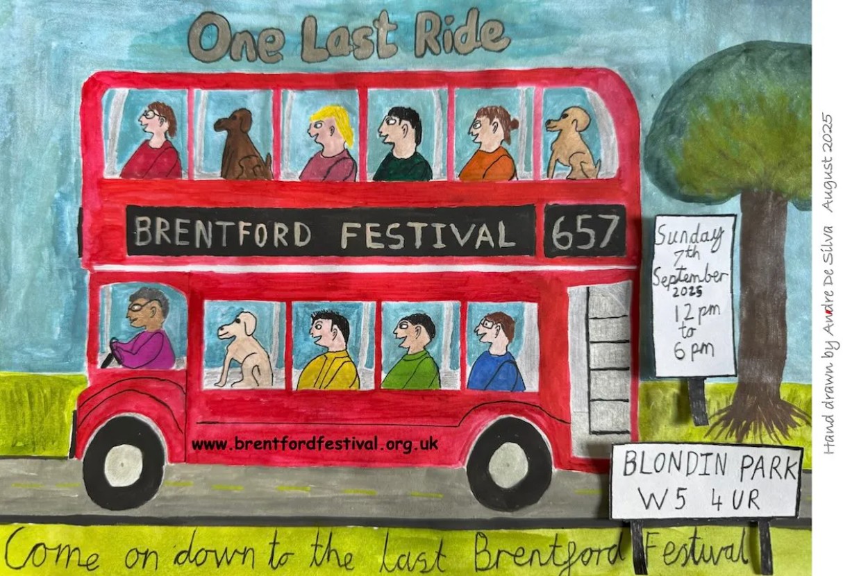 Brentford Festival 657 RedRoutemaster Bus Drawing
