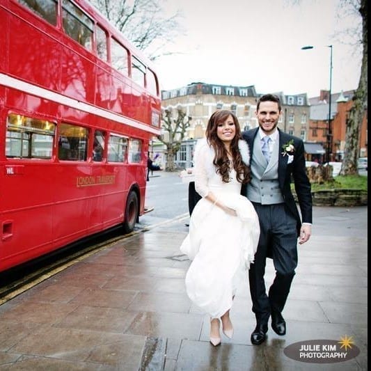 Newlywed couple who hired a redroutemaster.com bus for their wedding